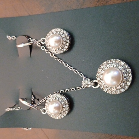 NEW! Bridal Set - earrings /necklace faux pearls /faux diamonds  5747 - Picture 1 of 5